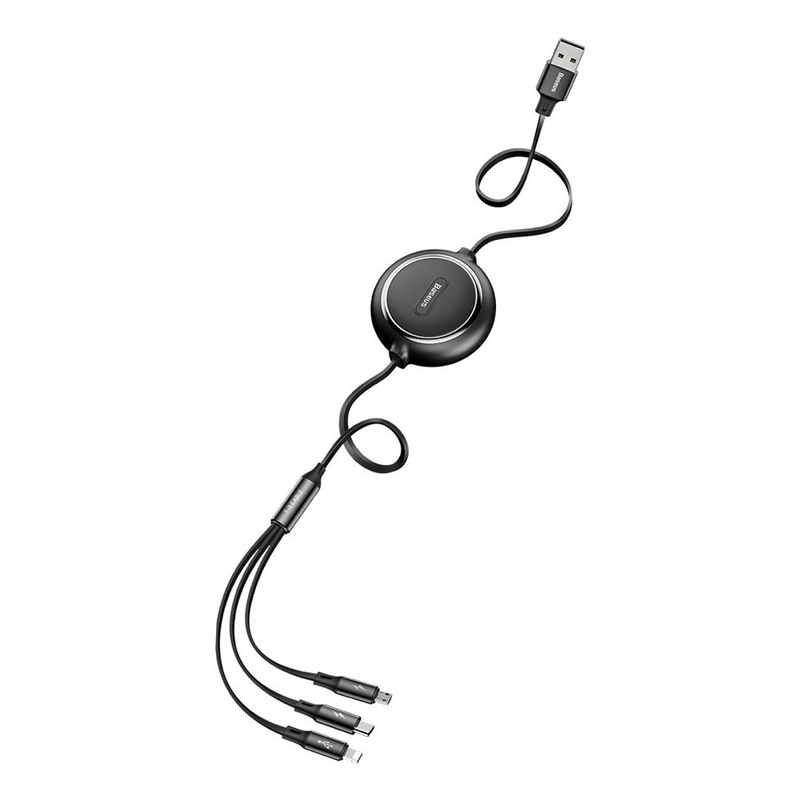 Load image into Gallery viewer, Baseus Golden Loop Retractable 3 in 1 USB Cable 3.5A (35cm-120cm)
