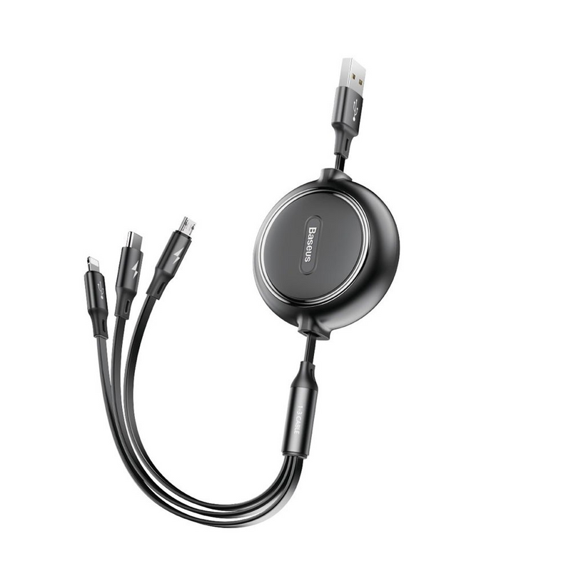 Load image into Gallery viewer, Baseus Golden Loop Retractable 3 in 1 USB Cable 3.5A (35cm-120cm)
