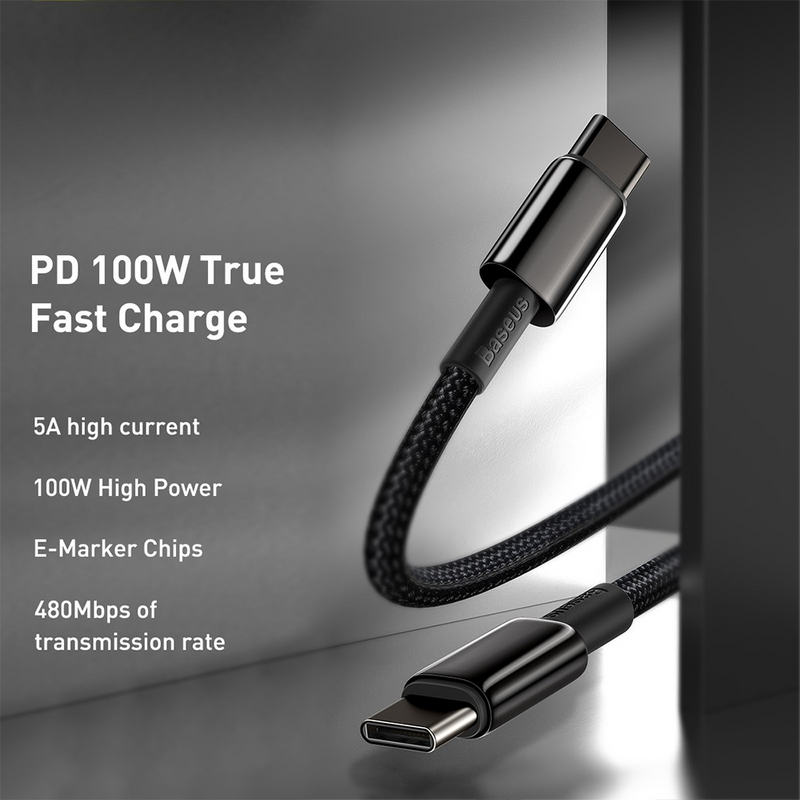 Load image into Gallery viewer, Baseus Tungsten Gold Fast Charging Data Cable Type-C to Type-C 100W 1M Compatible for iPhone 15 16 Series - i-Station Mobile Phone &amp; Electronic Device Repair and Accessories
