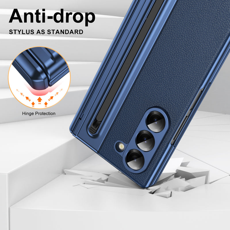 Load image into Gallery viewer, [Built-in Card Slot] Samsung Galaxy Z Fold7 Folding Electroplated PU Leather Case with Tempered Glass Screen Protector
