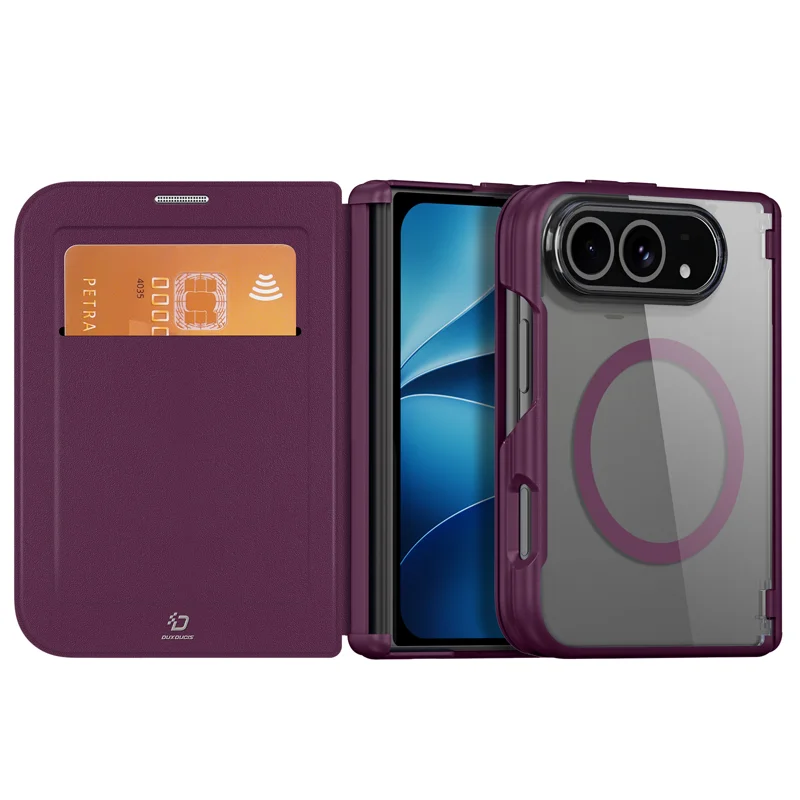 Load image into Gallery viewer, [With Card Slot][Magsafe Compatible] Apple iPhone Ultra (iPhone Fold) - Magnetic Transparent Flip PU Leather Wallet Series Case
