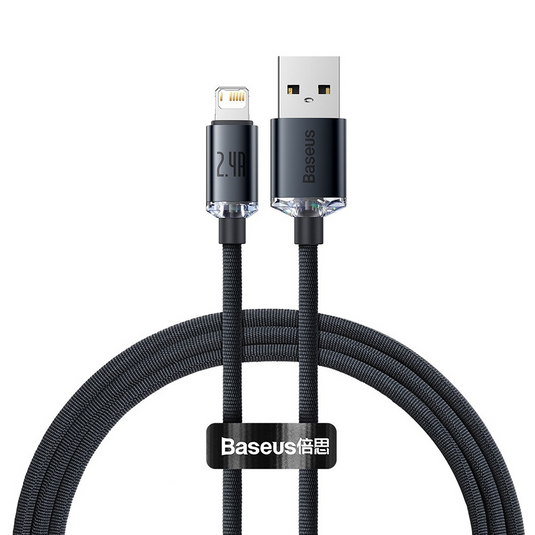 CW-FXP Baseus Crystal Shine Series Fast Charging Data Cable USB to iP 2.4A 1.2m - Black