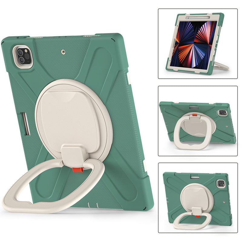 Load image into Gallery viewer, [With Shoulder Strap] Apple iPad Pro 12.9" 3rd/4th/5th/6th Gen 360 Degree Rotation Heavy Duty EVA Kid Friendly Ring Holder Stand Case
