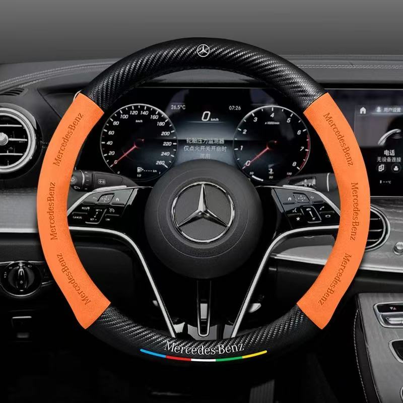 Load image into Gallery viewer, Mercedes-Benz Suede Carbon Fiber Car Steering Wheel Covers For C260L, C200L, GLC, GLA,  E300L, A180, GLB220, CLA
