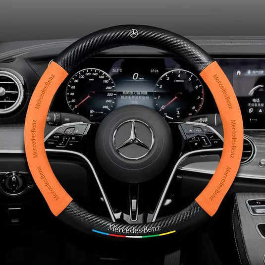 Mercedes-Benz Suede Carbon Fiber Car Steering Wheel Covers For C260L, C200L, GLC, GLA,  E300L, A180, GLB220, CLA
