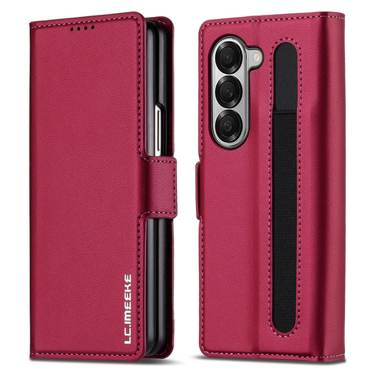 [Built-in Pen Slot][With Card Slot] Samsung Galaxy Z Fold7 Business Leather Fold Wallet Shockproof Case