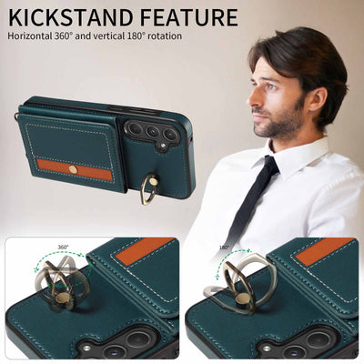 [With Ring Bracket][With Card Holder] Samsung S23/Plus/Ultra/FE - Two-tone PU Leather Wallet Series Case - i-Station Mobile Phone & Electronic Device Repair and Accessories