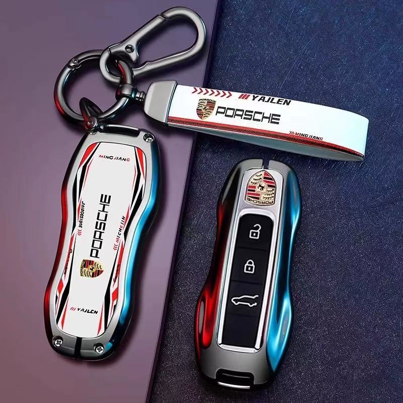 Load image into Gallery viewer, Porsche Stylish Racing-inspired Design Car Key Fob Case Cover For Cayenne, Macan, Panamera, 911, Taycan
