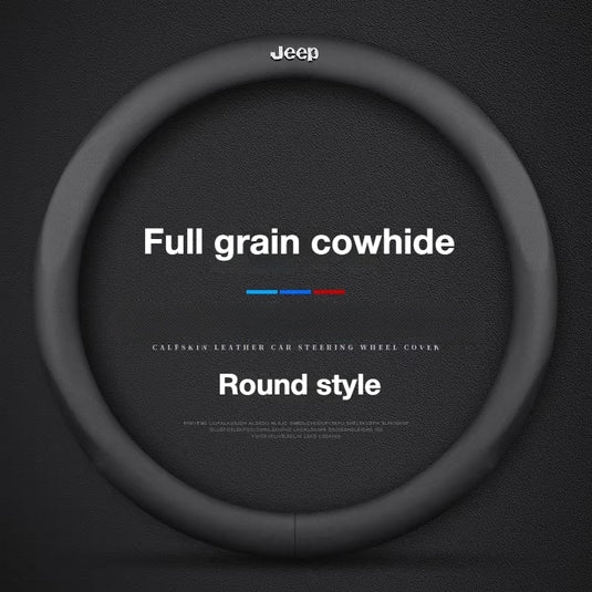 Jeep Genuine Cowhide Leather Steering Wheel Cover For Wrangler, Cherokee, Renegade, Compass, Grand Commander - i-Station Mobile Phone & Electronic Device Repair and Accessories