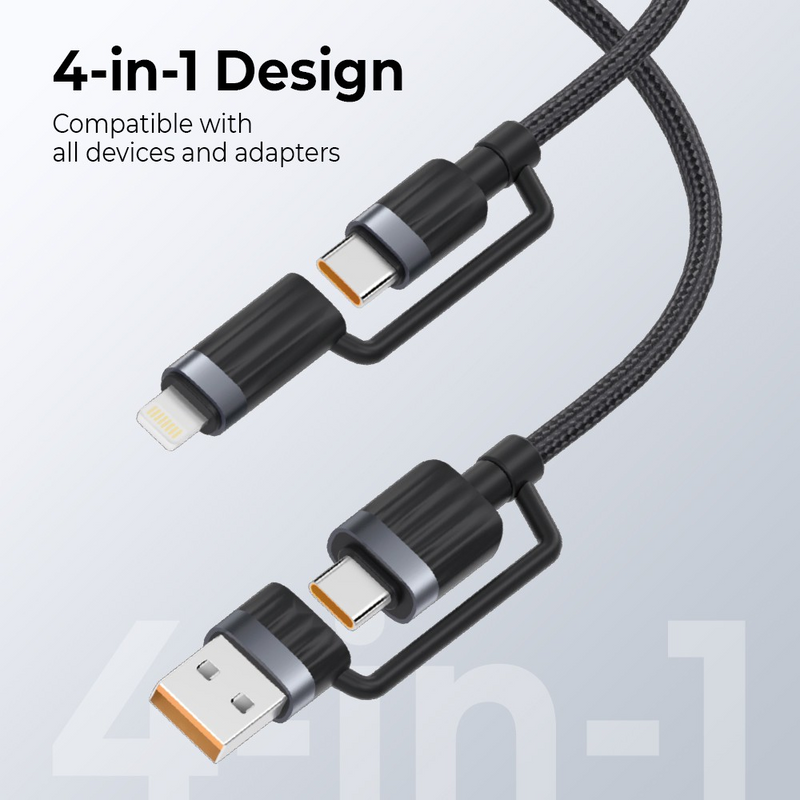 Load image into Gallery viewer, iQuick TransWire I Series 4 in 1 Charging Date Cable 1.2m
