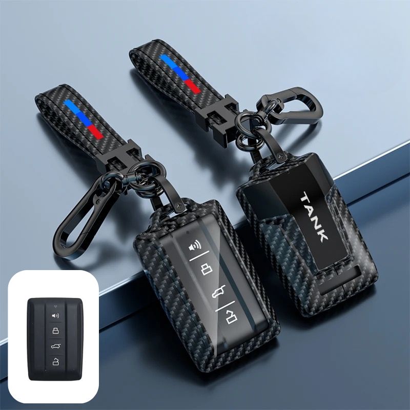 Load image into Gallery viewer, Great Wall Zinc Alloy + Carbon Fiber Texture Car Key Fob Case Cover For Tank 300, 400, 500
