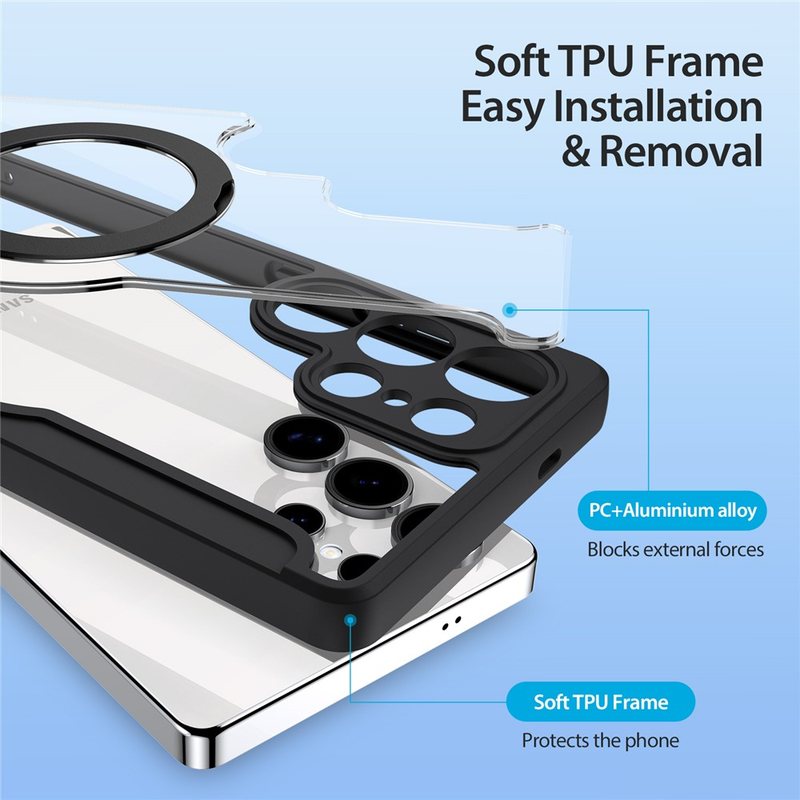 Load image into Gallery viewer, [With Card Slot][Magsafe Compatible] Samsung Galaxy S26/Plus/Ultra - Magnetic Rotating Kickstand Transparent Shockproof Flip PU Leather Wallet Series Case
