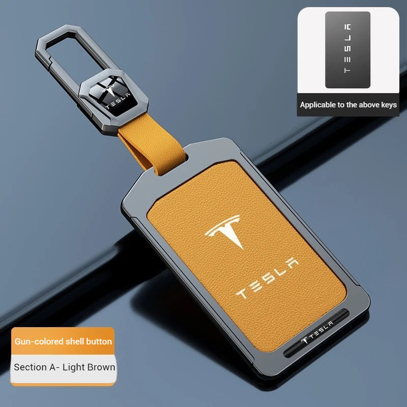 Load image into Gallery viewer, Tesla Alloy-Framed Leather Card Key Case for Model 3 &amp; Model Y - i-Station Mobile Phone &amp; Electronic Device Repair and Accessories
