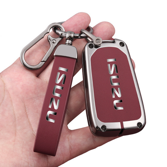 Isuzu Zinc Alloy PU Leather Car Key Fob Case Cover For D-MAX, MUX