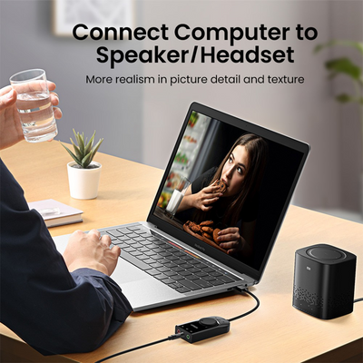 UGREEN CM129 USB External Stereo Sound Adapter 15cm-Black - i-Station Mobile Phone & Electronic Device Repair and Accessories