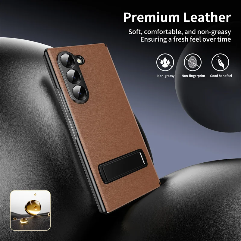 Load image into Gallery viewer, [Built-in Kickstand] Samsung Galaxy Z Fold7 (SM-F966) - Premium Leather Shockproof Case
