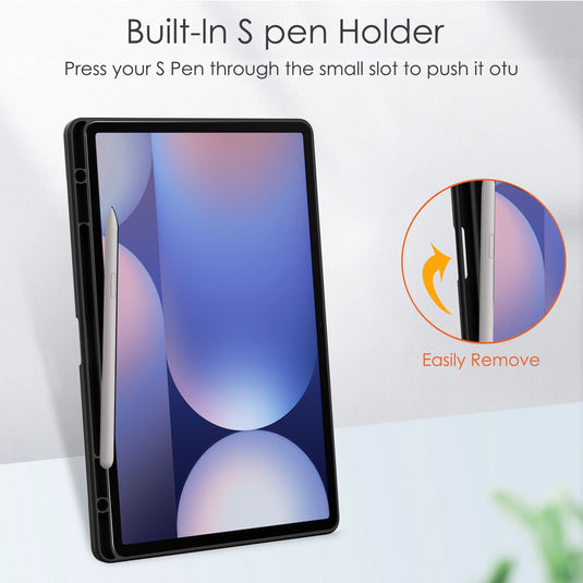 [With Pen Slot] Samsung Galaxy Tab S10 FE Plus (2025) 13.1" - Acrylic Transparent Foldable Flip Cover Case