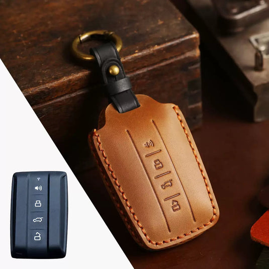 Great Wall Handcrafted Genuine Leather Car Key Fob Case Cover For Tank 300, 400, 500, 700