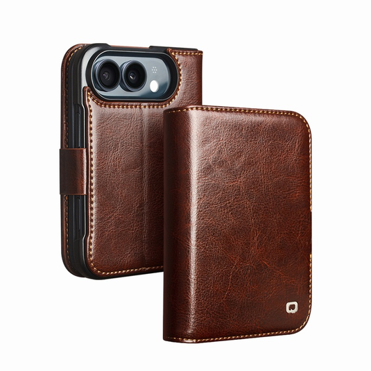 [With Card Slot] Apple iPhone Ultra / Fold - Genuine Leather Flip Stand Wallet Series Case