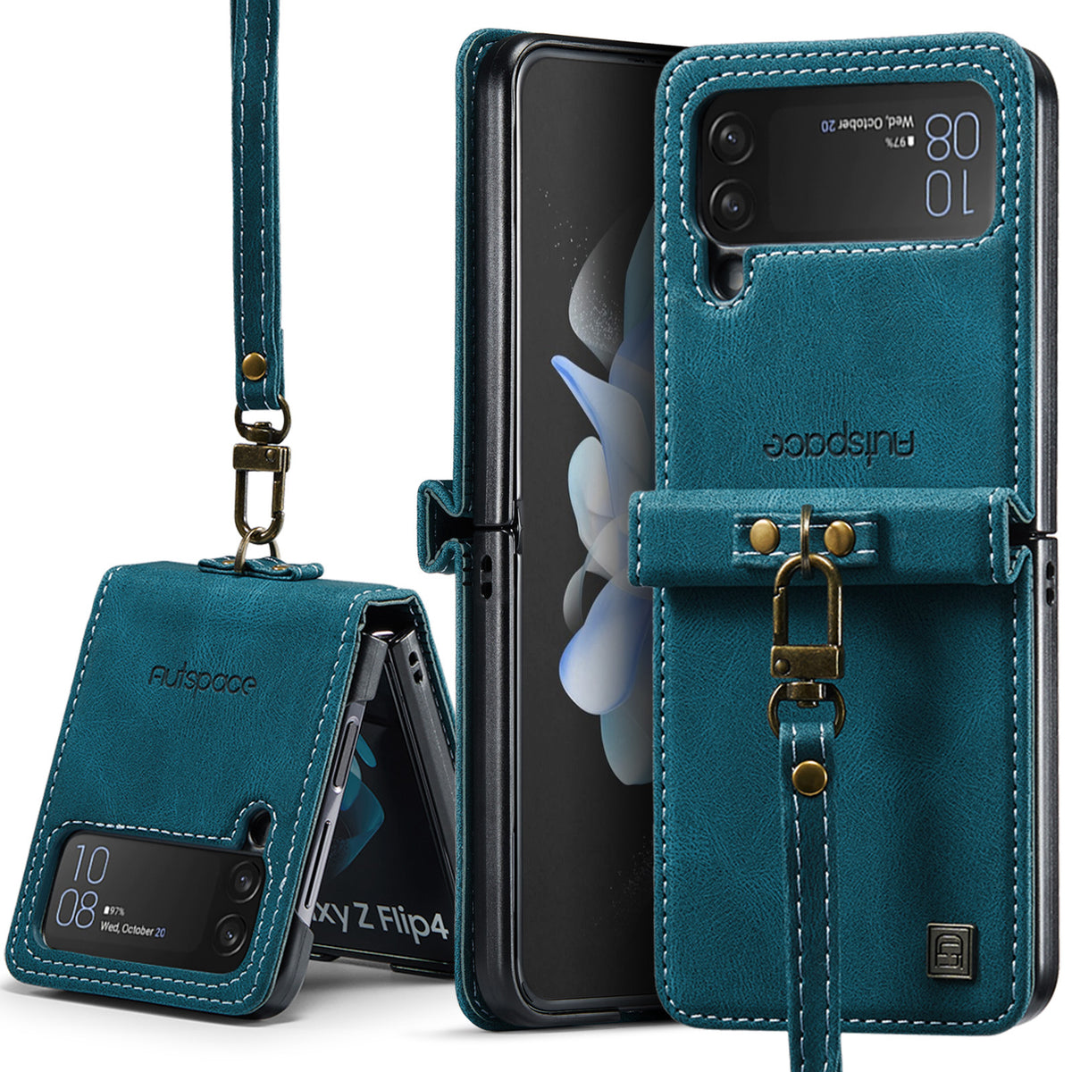 [With Hand Strap] Samsung Galaxy Z Flip5 SM-F731 Luxury PU Leather Wallet Protective Case - i-Station Mobile Phone & Electronic Device Repair and Accessories