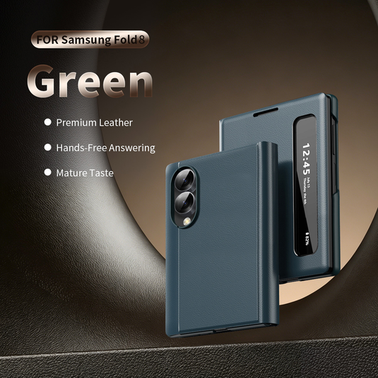 [With Card Slot] Samsung Galaxy Z Fold8/Ultra - Smart Window Allows Answering Calls Without Opening the Cover Leather Case