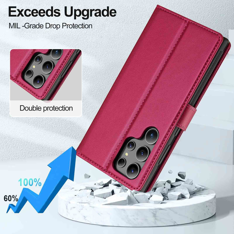 Load image into Gallery viewer, [2-in-1 Detachable][With Card Slot] Samsung Galaxy S23/Ultra/Plus/FE - Magnetic Detachable Flip Leather Essentials Series Case With Lanyard
