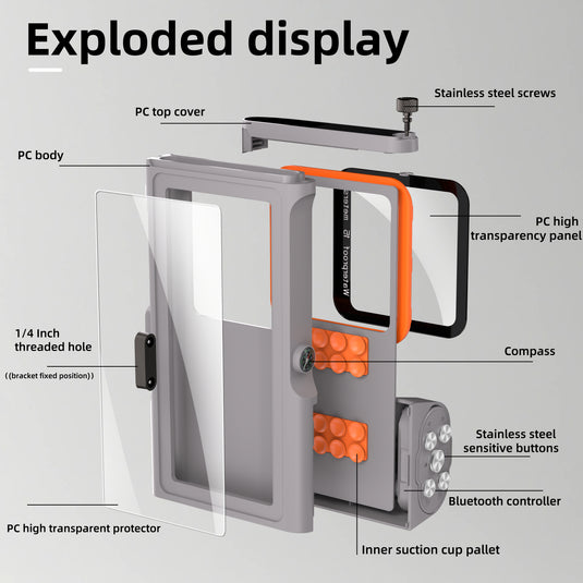 [Up to 6.9"][Upgraded Version] Redpepper Universal 15m Depth (3rd Gen) Pro Diving Waterproof Phone Case With Bluetooth