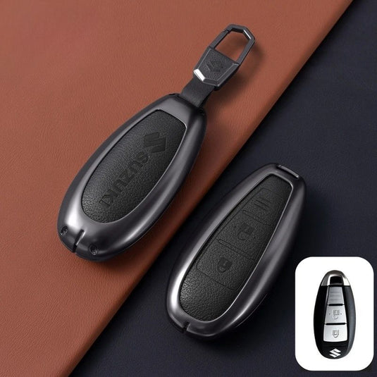 Suzuki Zinc Alloy Geuine Leather Car Key Fob Case Cover For Swift, Vitara, Baleno, Ciaz, SX4,  S-Cross, Jimny, Baleno, Ertiga