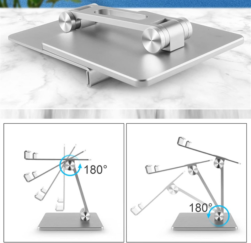 Load image into Gallery viewer, [Up to 13 Inch] Dual Shafts Adjustable Foldable Desktop Aluminum Tablet Holder
