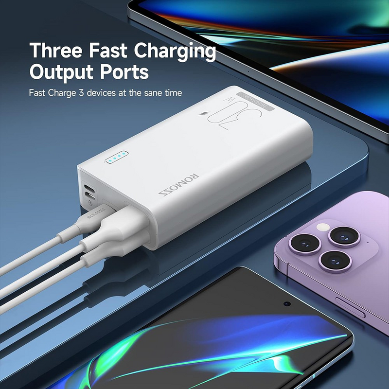 Load image into Gallery viewer, Romoss Sense4S Pro 30W 10000mAh Powe Bank Two-way Fast Charging Power Bank Type-C 3 Input 3 Output-White
