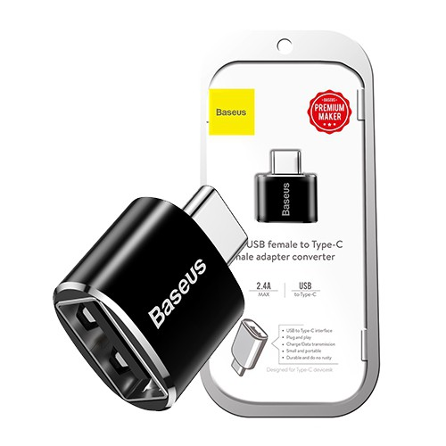 Baseus Mini USB Female to Type-C Male Adapter Converter Black