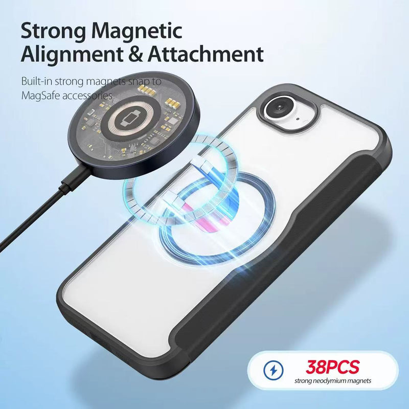 Load image into Gallery viewer, [With Card Slot][Magsafe Compatible] Apple iPhone 16e &amp; 17e - Magnetic Catch Transparent Flip PU Leather Wallet Series Case
