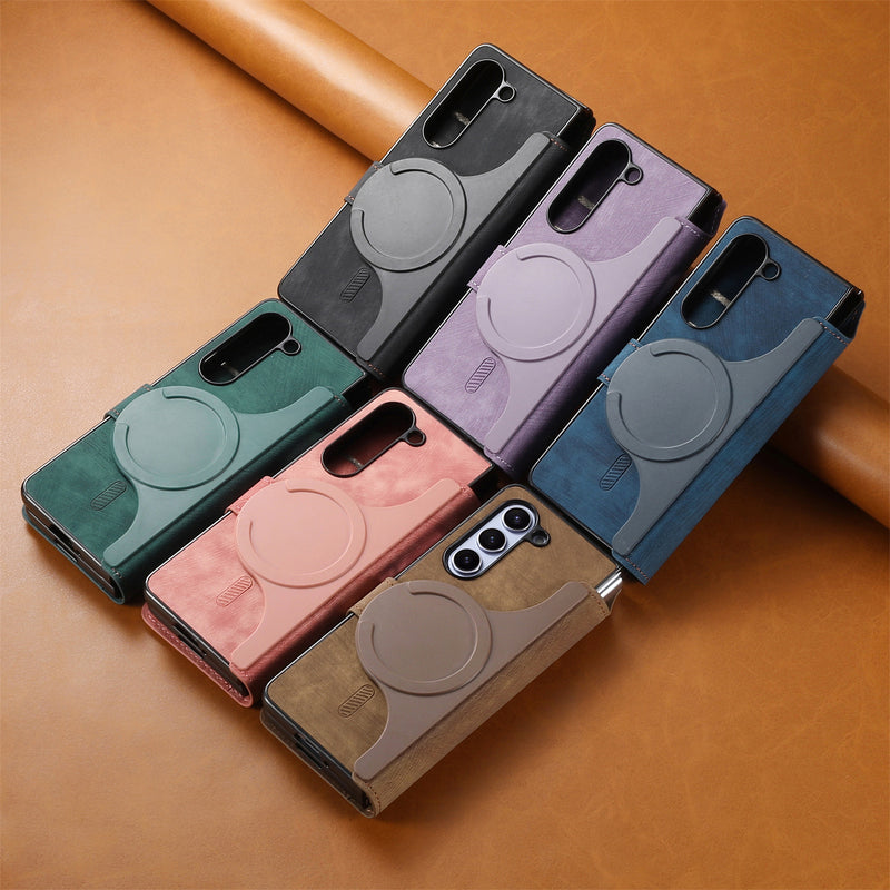 Load image into Gallery viewer, [Magsafe Compatible][Detachable] Samsung Galaxy Z Fold3 SM-F926 Leather Flip Shockproof Wallet Series Case With Card Slot
