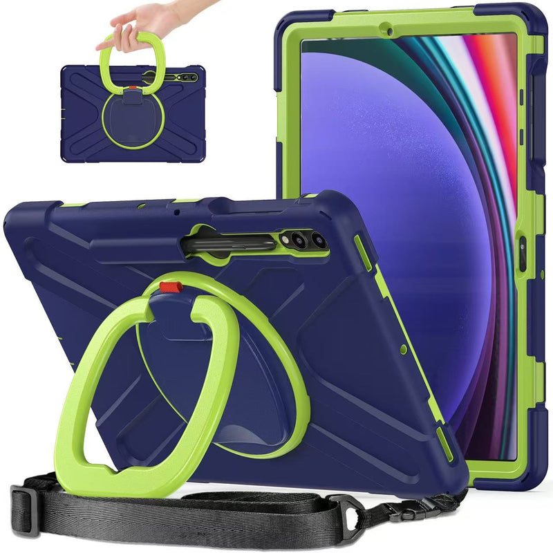Load image into Gallery viewer, Samsung Galaxy Tab S7 Plus/S7 FE/S8 Plus 12.4" - Multifunctional Shockproof Heavy Duty Series Case With Shoulder Strap
