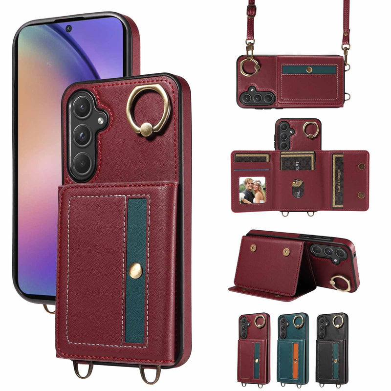Load image into Gallery viewer, [With Ring Bracket][With Card Holder] Samsung S25/Plus/Ultra - Two-tone PU Leather Wallet Series Case
