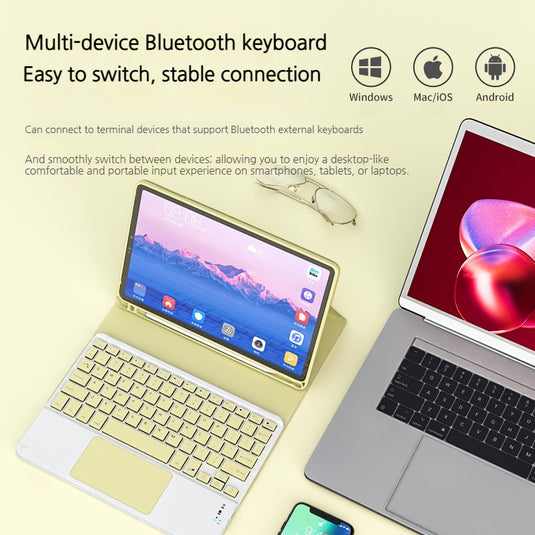 [With Backlit] Magnetic Wireless Bluetooth Touch Keyboard For Phones & Tablets