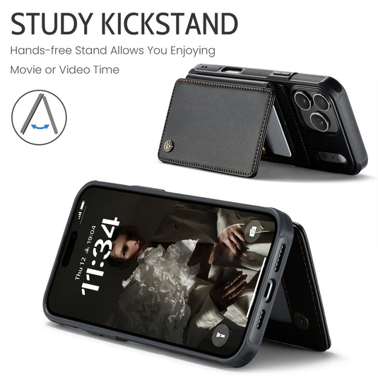 [With Card Slot] Apple iPhone 17/Air/Pro/Pro Max RFID Flip Premium Leather Wallet Series Case