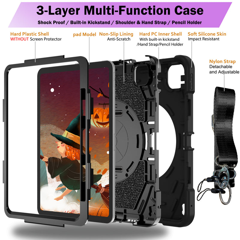 Load image into Gallery viewer, [Built-in Stand][With Pen Slot] Apple iPad 10.9&#39;&#39; 10/11th Gen (2022/2025) Batman Cartoon Kids Full-cover Silicone Shockproof Case
