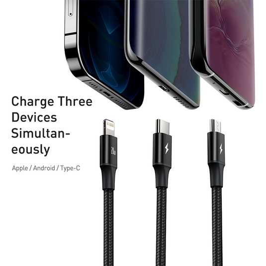 Baseus Rapid Series 3-in-1 Fast Charging Data Cable Type-C to C+L+C PD 20W 1.5M - i-Station Mobile Phone & Electronic Device Repair and Accessories