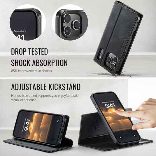 [2 in 1 Magnetic Detachable][With Card Slot] Apple iPhone 17 Pro / iPhone 18 Pro - Multi Functional Flip Leather Wallet Series Case