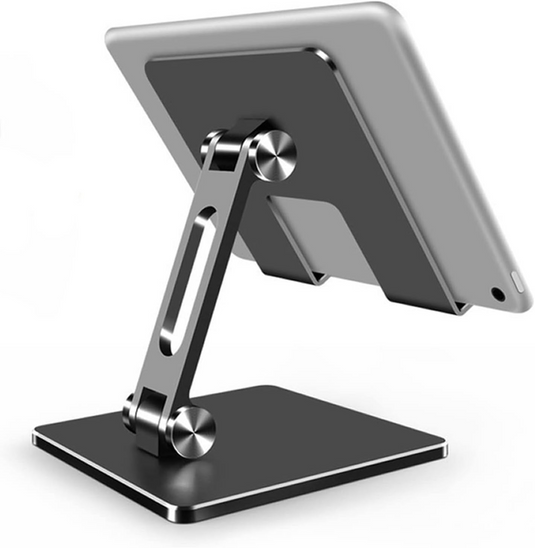 [Up to 13 Inch] Dual Shafts Adjustable Foldable Desktop Aluminum Tablet Holder