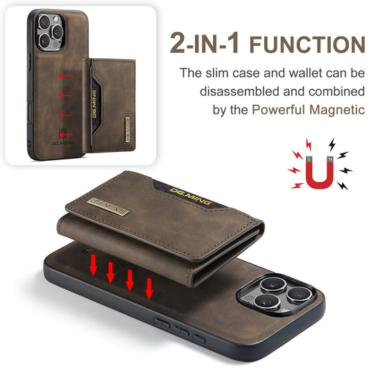 [With Card Slot] Apple iPhone 15/Pro/Pro Max/Plus Leather 2-in-1 Magnetic Wallet Series Case