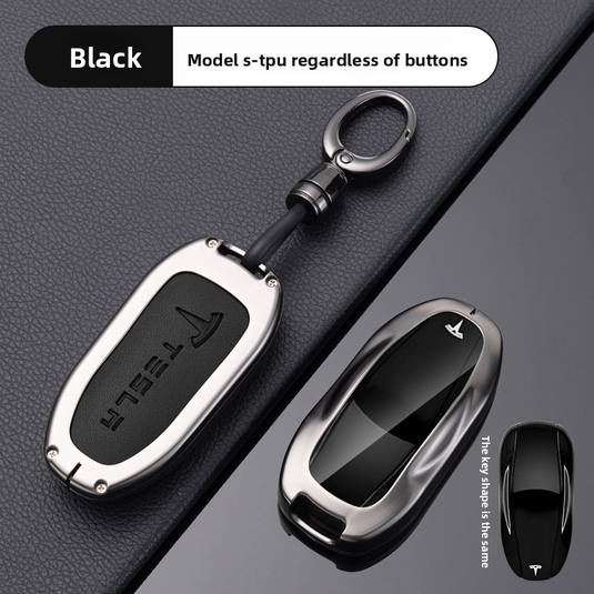 Tesla Full Aluminum Alloy + TPU Film & PU Leather Cover Car Key Fob Case for Model S, Model X - i-Station Mobile Phone & Electronic Device Repair and Accessories