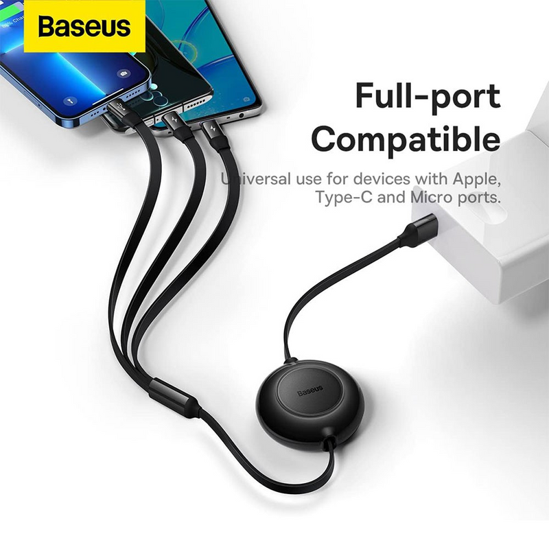 Load image into Gallery viewer, Baseus Bright Mirror 2 Series Retractable 3-in-1 Fast Charging Data Cable USB to M+L+C 3.5A 1.1m
