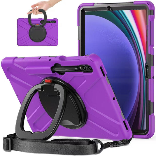 Samsung Galaxy Tab S7 Plus/S7 FE/S8 Plus 12.4" - Multifunctional Shockproof Heavy Duty Series Case With Shoulder Strap
