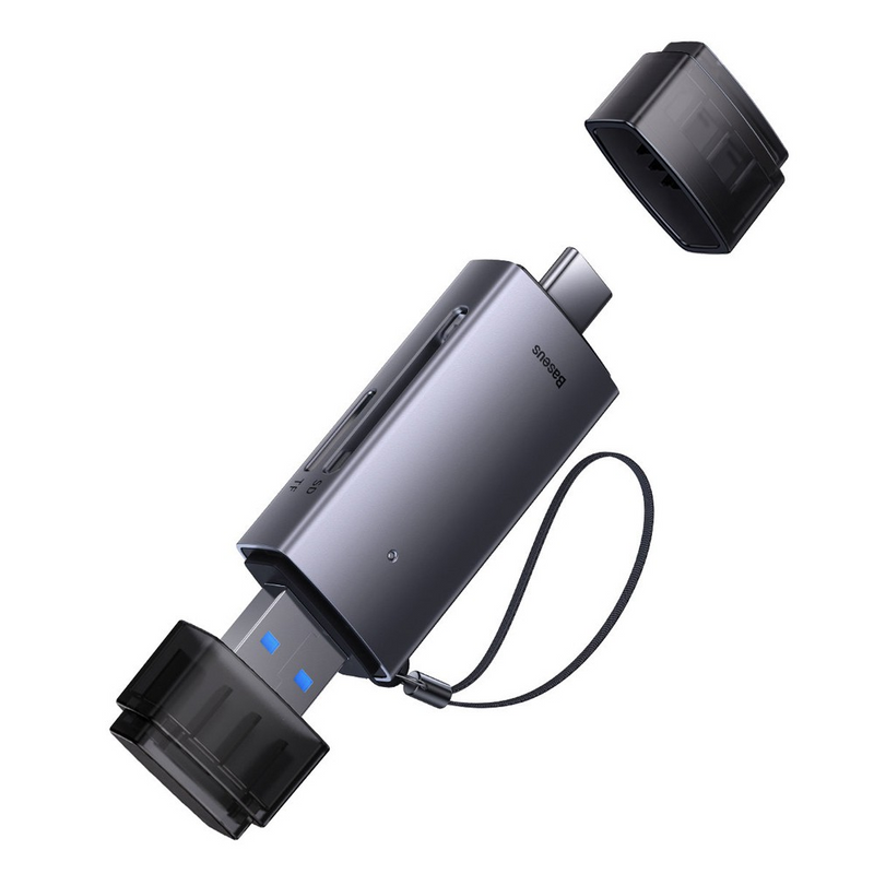 Load image into Gallery viewer, Baseus Lite Series USB-A &amp; Type-C to SD/TF Card Reader (WKQX060113) - Dark Gray - i-Station Mobile Phone &amp; Electronic Device Repair and Accessories
