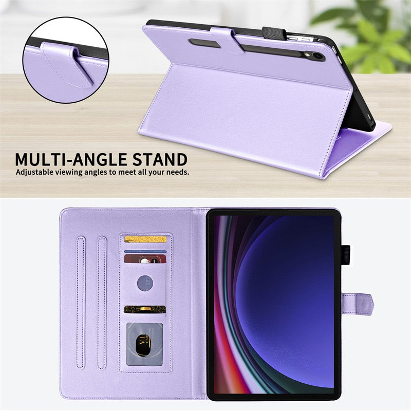 Load image into Gallery viewer, [With Card Slot] Samsung Galaxy Tab S9 Plus/S9 FE Plus 12.4&quot; - Soft Leather Flip Cover With Clasp Case
