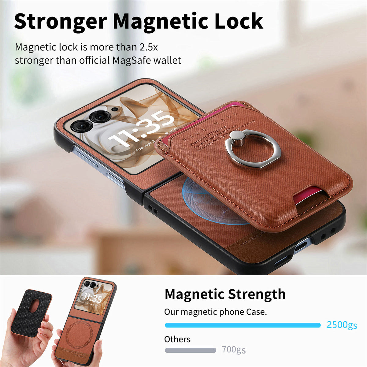 [With Magnetic Card Holder] Motorola Moto Razr 40/Ultra Anti-drop Protective Flip Stand Case - i-Station Mobile Phone & Electronic Device Repair and Accessories