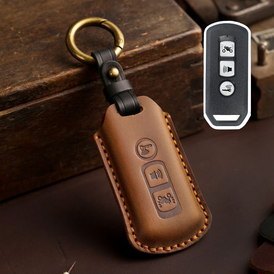 Honda Motorcycle Handcrafted Genuine Leather Car Key Fob Case Cover For PCX 125, PCX 150, PCX 160, ADV 150, ADV160, SH 125i, SH150i, Forza 300, Forza 350