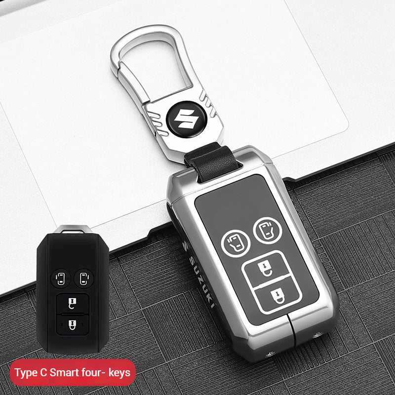 Load image into Gallery viewer, Suzuki Zinc Alloy + Silicone Car Key Fob Case Cover For Dzire, Ertiga, Vitara, Brezza, Baleno, Hustler, Jimny
